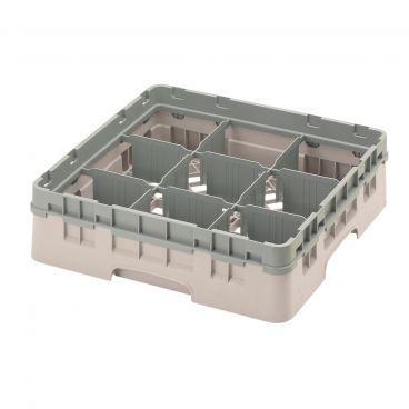 Cambro 9S318184 Beige 9 Compartment 3-5/8" Full Size Camrack Glass Rack