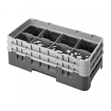 Cambro 8HS434151 Soft Gray 8 Compartment 5-1/4 Inch Half Size Camrack Glass Rack