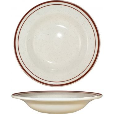 International Tableware - ITN-GR-3 - 12 Oz Granada Brown Speckled Deep Rim Soup Bowl
