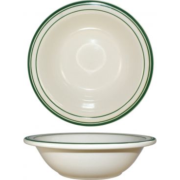 International Tableware - ITN-VE-10 - 10 Oz Verona Grapefruit Bowl With Green Band