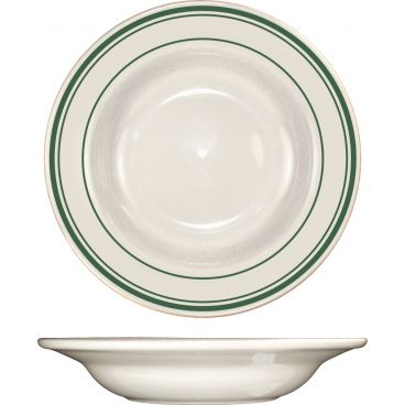 International Tableware - ITN-VE-3 - 12 Oz Verona Deep Rim Soup Bowl With Green Band