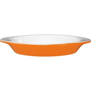 International Tableware - ITN-WRO-8-EW-O - 8 Oz White/orange Oval Welsh Rarebit