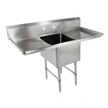 John Boos 1B16204-2D18 Stainless Steel B Series 55" One Compartment Sink w/ Dual Drainboards