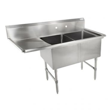 John Boos 2B16204-1D18L Stainless Steel B Series 54" Two Compartment Sink w/ Left Drainboard