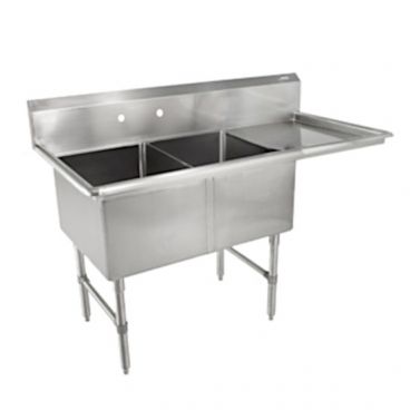 John Boos 2B16204-1D18R Stainless Steel B Series 54" Two Compartment Sink w/ Right Drainboard