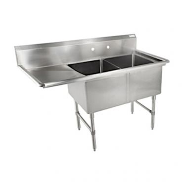 John Boos 2B18244-1D18L Stainless Steel B Series 58-3/16" Two Compartment Sink w/ Left Drainboard