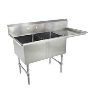 John Boos 2B18244-1D18R Stainless Steel B Series 58-3/16" Two Compartment Sink w/ Right Drainboard