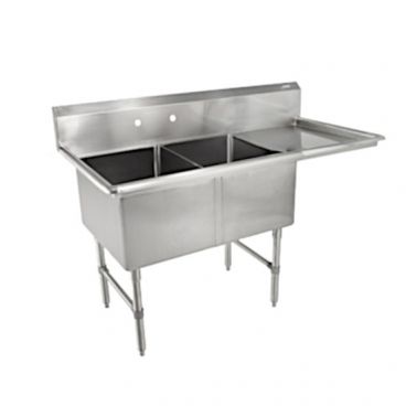 John Boos 2B184-1D18R Stainless Steel B Series 58" Two Compartment Sink w/ Right Drainboard