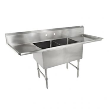 John Boos 2B184-2D18 Stainless Steel B Series 75" Two Compartment Sink w/ Dual Drainboards