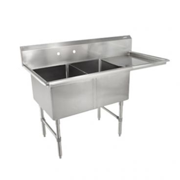 John Boos 2B244-1D24R Stainless Steel B Series 76" Two Compartment Sink w/ Right Drainboard
