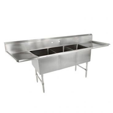 John Boos 3B16204-2D18 Stainless Steel B Series 87-1/4" Three Compartment Sink w/ Dual Drainboards