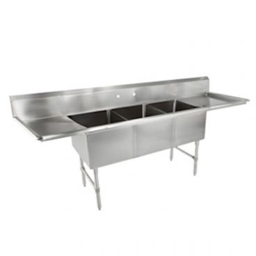 John Boos 3B16204-2D36 Stainless Steel B Series 123-1/4" Three Compartment Sink w/ Dual Drainboards