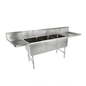 John Boos 3B18244-2D24 Stainless Steel B Series 105" Three Compartment Sink w/ Dual Drainboards