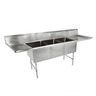 John Boos 3B184-2D18 Stainless Steel B Series 93" Three Compartment Sink w/ Dual Drainboards