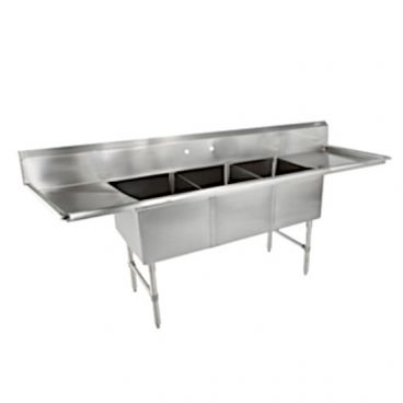 John Boos 3B20304-2D20 Stainless Steel B Series 103" Three Compartment Sink w/ Dual Drainboards