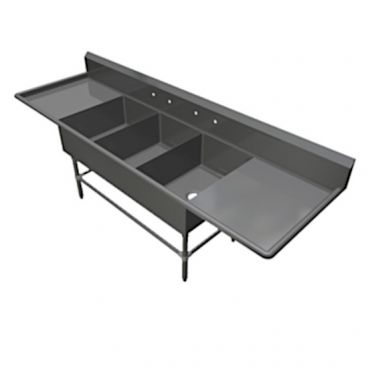 John Boos 3PB2028-2D20 Stainless Steel B Series 103-1/4" Three Compartment Sink w/ Dual Drainboards