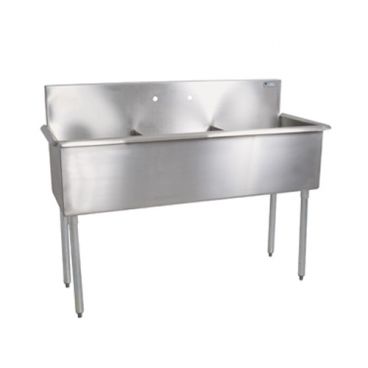 John Boos B3S8-18-12 Stainless Steel 18" x 18" Three Compartment Budget Sink