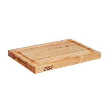 John Boos BBQBD Maple 18" x 12" x 1.5" Reversible Grooved Cutting Board w/ Hand Grips