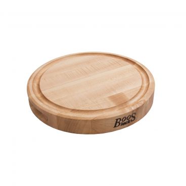 John Boos CB1051-1M1212175 Maple 12" Round Reversible Grooved Cutting Board w/ Recessed Finger Grips