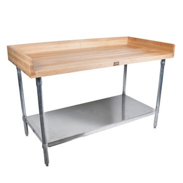 John Boos DSS07 Maple Top 60" x 30" Work Table with Stainless Steel Legs and Adjustable Undershelf
