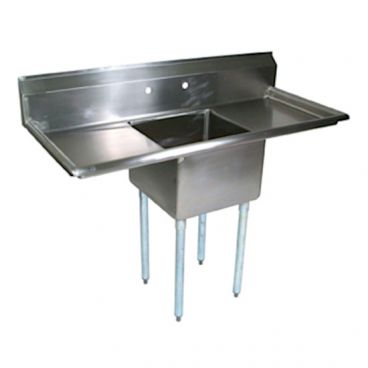John Boos E1S8-1620-12T18 Stainless Steel E Series 52" One Compartment Sink w/ Dual Drainboards