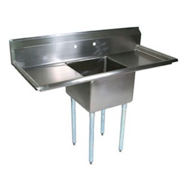 John Boos E1S8-18-12T18 Stainless Steel E Series 52" One Compartment Sink w/ Dual Drainboards