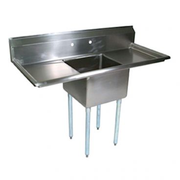 John Boos E1S8-1824-14T24 Stainless Steel E Series 66" One Compartment Sink w/ Dual Drainboards
