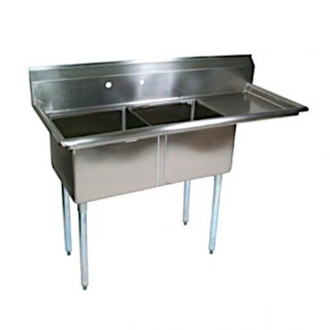John Boos E2S8-1620-12R18 Stainless Steel E Series 52-1/2" Two Compartment Sink w/ Right Drainboard