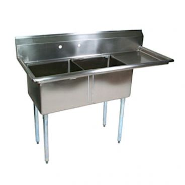 John Boos E2S8-24-14R24 Stainless Steel E Series 74-1/2" Two Compartment Sink w/ Right Drainboard