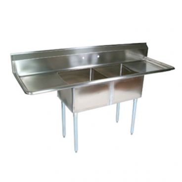 John Boos E2S8-24-14T24 Stainless Steel E Series 96" Two Compartment Sink w/ Dual Drainboards