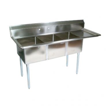 John Boos E3S8-1014-10R15 Stainless Steel E Series 47-1/2" Three Compartment Sink w/ Right Drainboard