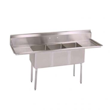 John Boos E3S8-18-14T24 Stainless Steel E Series 102" Three Compartment Sink w/ Dual Drainboards