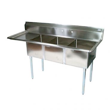 John Boos E3S8-1824-14L24 Stainless Steel E Series 80-1/2" Three Compartment Sink w/ Left Drainboard