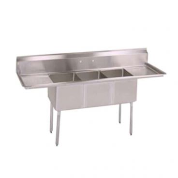 John Boos E3S8-24-14T24 Stainless Steel E Series 120" Three Compartment Sink w/ Dual Drainboards