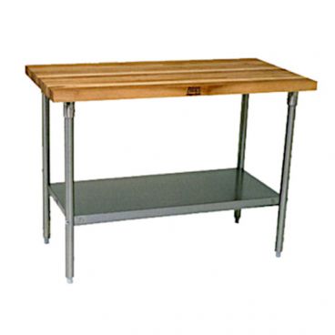 John Boos SNS01 Maple Top 36" x 24" Work Table with Stainless Legs and Adjustable Undershelf