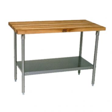 John Boos SNS13 Maple Top 36" x 36" Work Table with Stainless Legs and Adjustable Undershelf