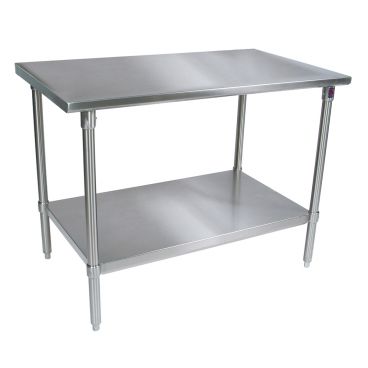 John Boos ST6-24108SSK Stainless Steel 108" x 24" Flat Top Work Table with Adjustable Stainless Undershelf