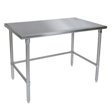 John Boos ST6-24120SBK Stainless Steel 120" x 24" Flat Top Work Table with Adjustable Stainless Bracing