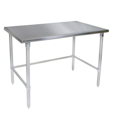 John Boos ST6-2430SBK Stainless Steel 30" x 24" Flat Top Work Table with Adjustable Stainless Bracing