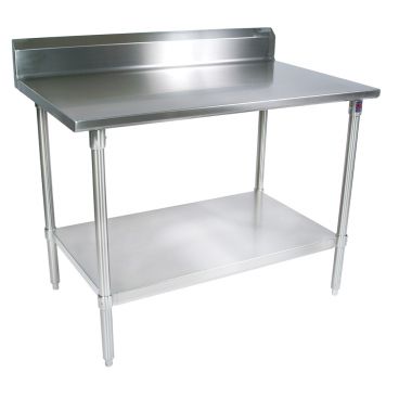 John Boos ST6R5-24108GSK Stainless Steel 108" x 24" Rear Riser Top Work Table w/ Adjustable Galvanized Undershelf