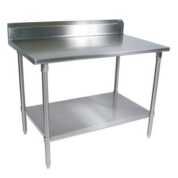 John Boos ST6R5-2430SSK Stainless Steel 30" x 24" Rear Riser Top Work Table w/ Adjustable Stainless Undershelf