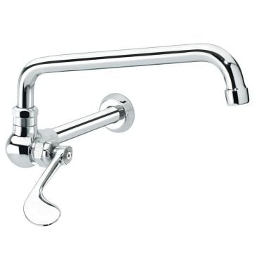Krowne 12-170L Silver Series Low Lead Wall Mount Extended Wok Range Faucet With 10" Swing Spout, 8-1/4" Extension