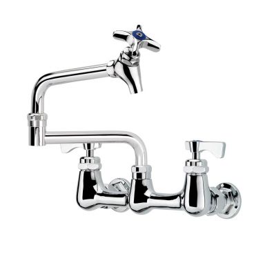 Krowne 16-251L Royal Series Wall Mount Pot Filler Faucet with 12" Double Jointed Spout, 8" Centers
