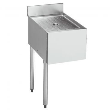 Krowne 18-12DDL Silver 1800 Series 12"W x 18 1/2"D Stainless Steel Drainboard Modular Add-On Unit with 1" Drain, Legs on Left