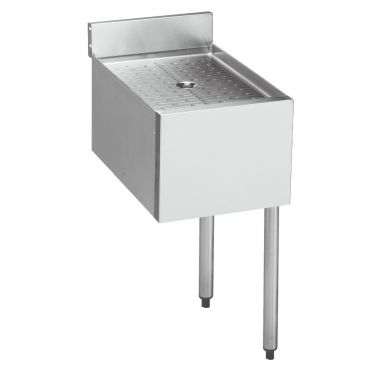 Krowne 18-12DDR Silver 1800 Series 12W" x 18 1/2"D Stainless Steel Drainboard Modular Add-On Unit with 1" Drain, Legs on Right