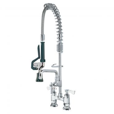Krowne 18-406L Royal Series Deck Mount Space Saver Pre Rinse Faucet with Add-On 6" Swing Spout, 4" Centers