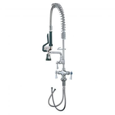 Krowne 18-508L Royal Series Deck Mount Space Saver Pre Rinse Faucet with Add-On 8" Swing Spout, Single Center