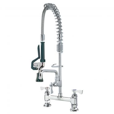 Krowne 18-606L Royal Series Deck Mount Space Saver Pre Rinse Faucet with Add-On 6" Swing Spout, 8" Centers