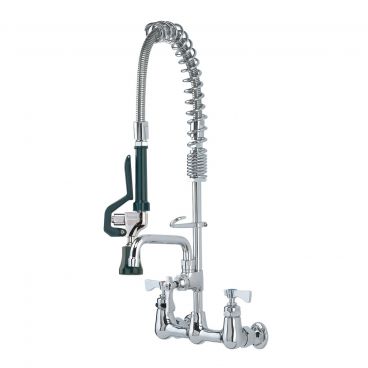 Krowne 18-706L Royal Series Wall Mount Space Saver Pre Rinse Faucet with Add-On 6" Swing Spout, 8" Centers 