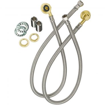 Krowne 21-445L Royal Series E-Z Install Wall-Mount Flexible Water Line Kit With 3/8" Compression Fitting 1/2" NPT Close Elbow 30" Long Braided Stainless Steel Supply Hose With Mounting Hardware